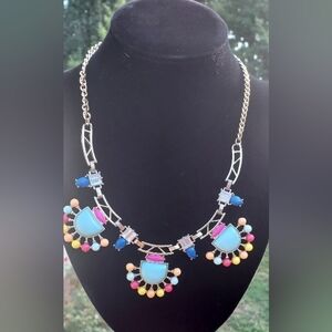 AZTEC Boho Gold Tone With Acrylic Beads Statement Necklace
